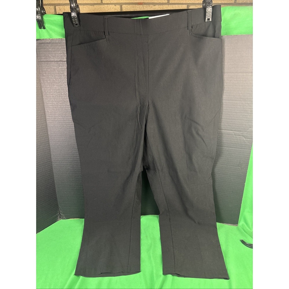 Rafaella Womens Pull On Stretch Ankle Pant Black Plus Size 20W High Rise